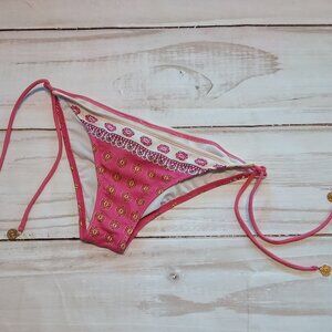 Womens Pink White And Gold Paisley Boho Type Design Bikini Bottoms  💮🍃🌸